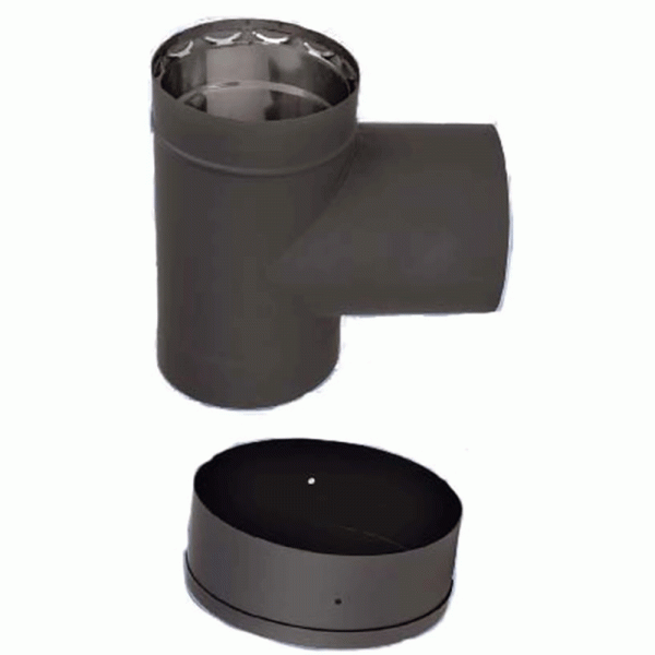 8" Ventis 430 Black Stove Pipe Tee with Cap - VDB08T