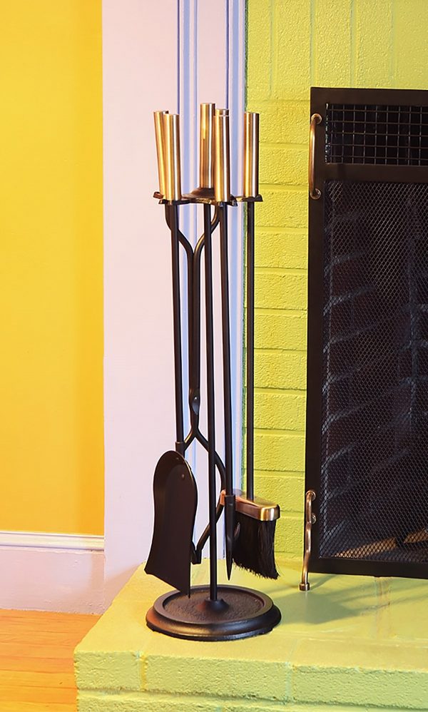 Neoclassic Fireplace Tool Set, Antique Brass and Black by Minuteman - Image 4