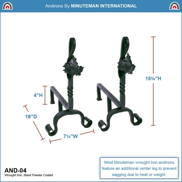 Maple Leaf Andirons by Minuteman - Image 2
