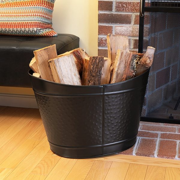 Black Wood Bin Fireplace Log Holder by Minuteman - Image 5
