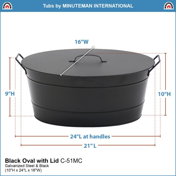 Black Oval Tub with Lid by Minuteman - Image 2