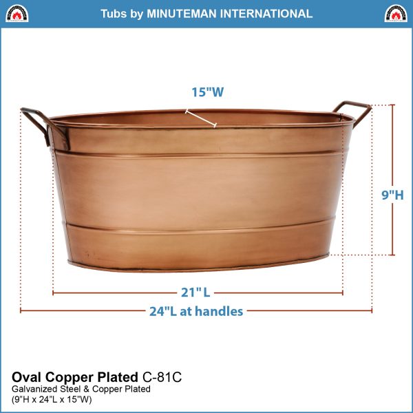 Copper Oval Tub w/  Wrought Iron Handles by Minuteman - Image 2