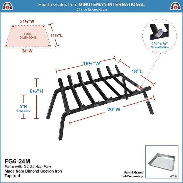 24-in high, 17-in deep Tapered Grate by Minuteman - Image 2