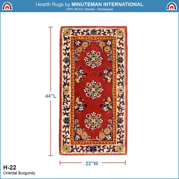 Burgundy, 44x22-in Oriental Rectangular Rug by Minuteman - Image 2