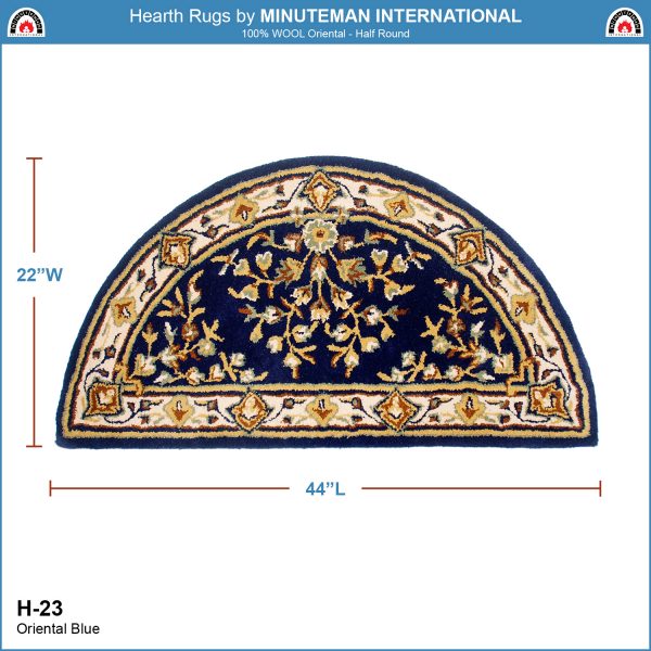 Blue, 44x22-in Oriental Half Round Rug by Minuteman - Image 2