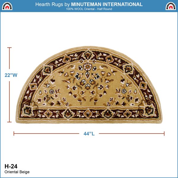 Beige, 44x22-in Oriental Half Round Rug by Minuteman - Image 2