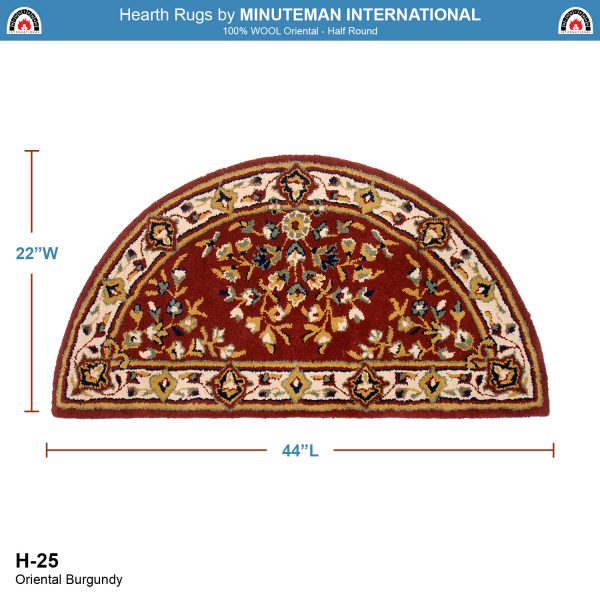 Burgundy, 44x22-in Oriental Half Round Rug by Minuteman - Image 2