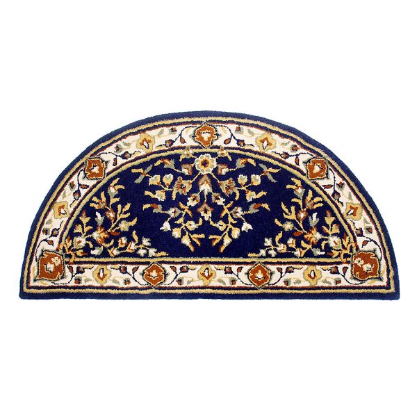 Blue, 56x26-in Oriental Half Round Rug by Minuteman