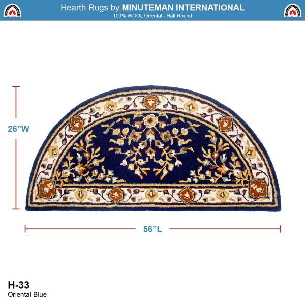 Blue, 56x26-in Oriental Half Round Rug by Minuteman - Image 2
