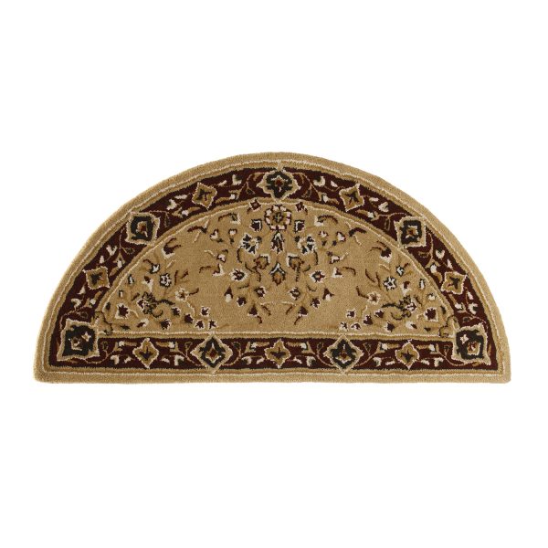 Beige, 56x26-in Oriental Half Round Rug by Minuteman