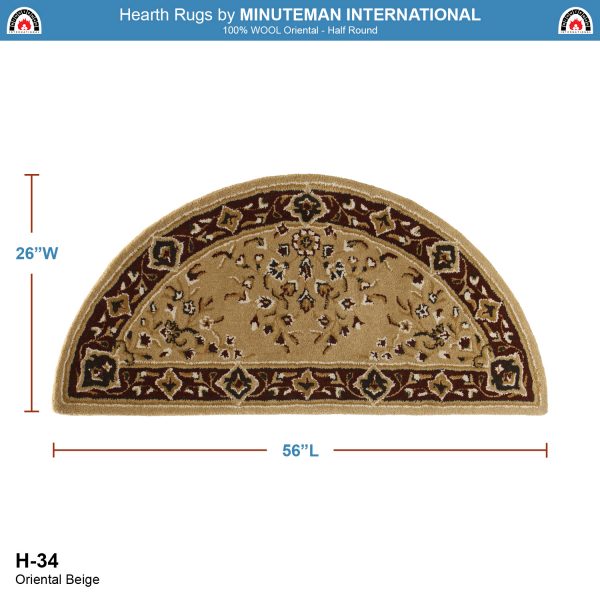 Beige, 56x26-in Oriental Half Round Rug by Minuteman - Image 2