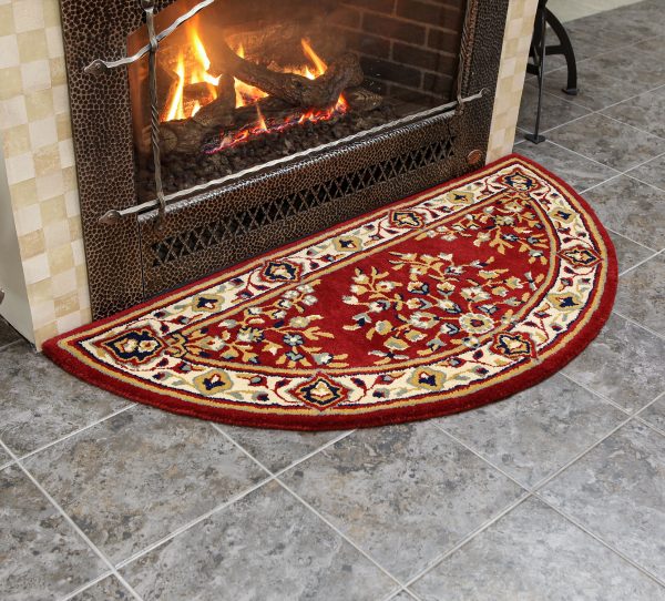 Burgundy, 56x26-in Oriental Half Round Rug by Minuteman - Image 3