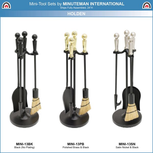 Holden Mini Fireplace Tool Set, Satin Nickel by Minuteman - Image 6
