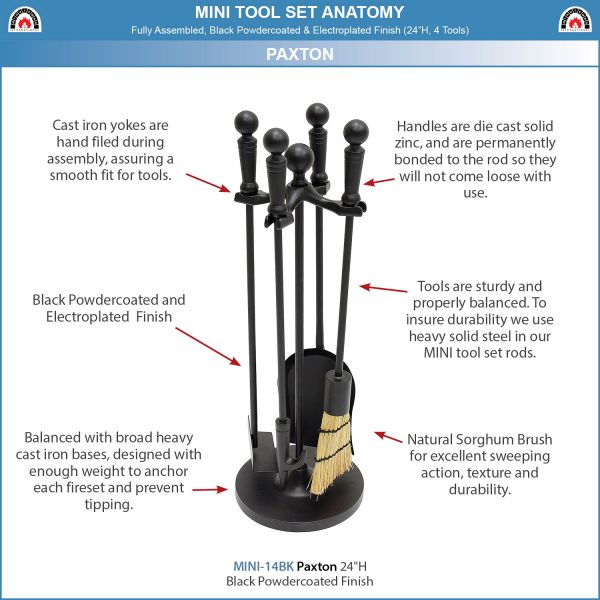 Paxton Mini Fireplace Tool Set, Black by Minuteman - Image 5