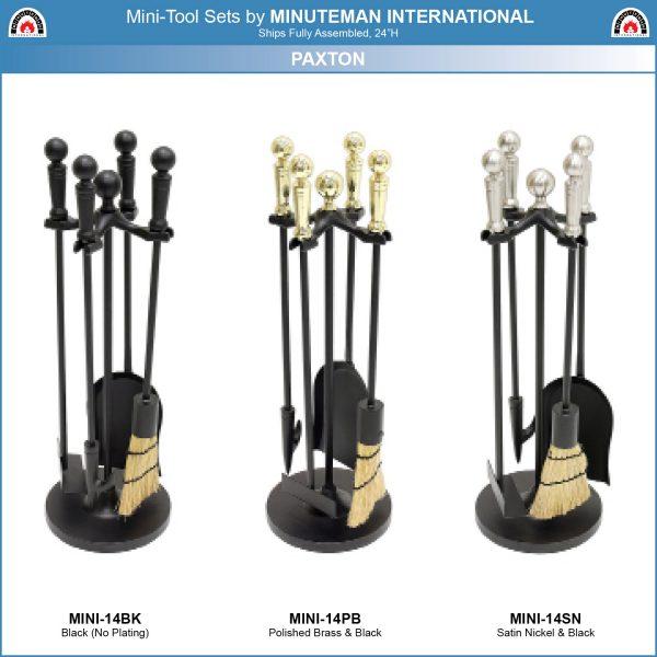 Paxton Mini Fireplace Tool Set, Black by Minuteman - Image 6