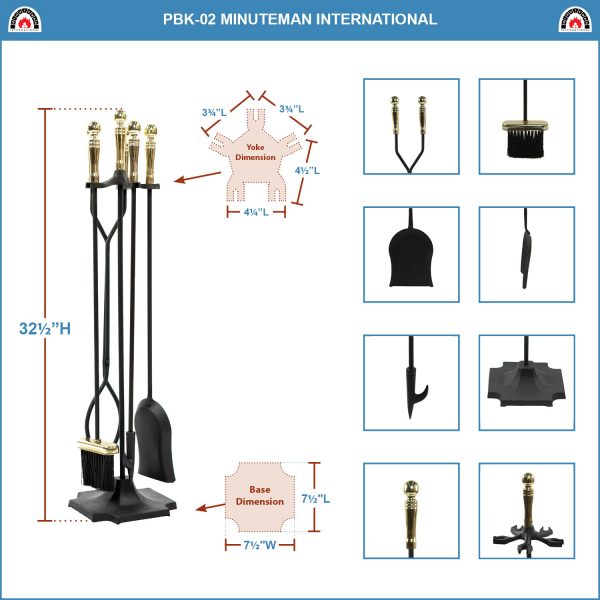 Concord Tool Set, Black w/ Polished Brass by Minuteman - Image 2