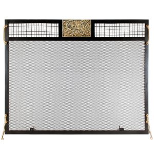 Clematis Emblem Fireplace Screen, Antique Brass by Minuteman