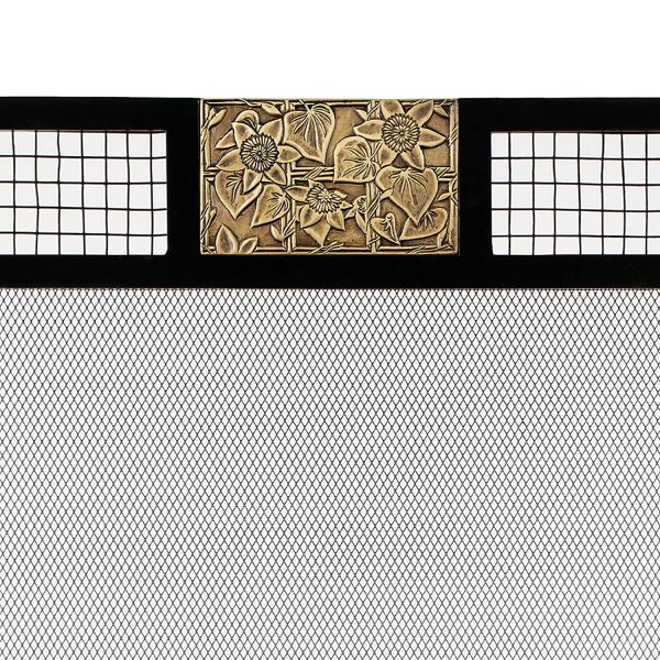 Clematis Emblem Fireplace Screen, Antique Brass by Minuteman - Image 3