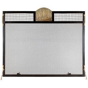 Forest Fox Emblem Fireplace Screen, Antique Brass by Minuteman