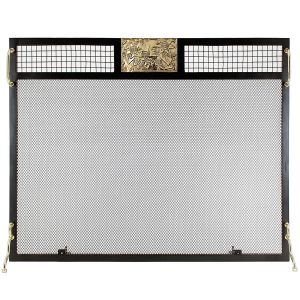 Clematis Emblem Fireplace Screen, Polished Brass by Minuteman