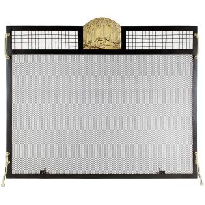 Forest Fox Emblem Fireplace Screen, Polished Brass by Minuteman