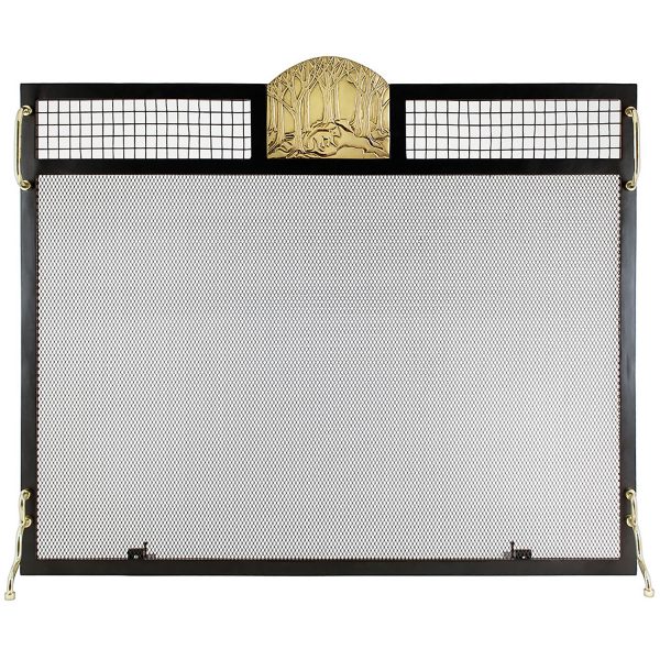 Forest Fox Emblem Fireplace Screen, Polished Brass by Minuteman