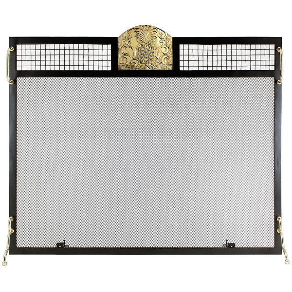 Pineapple Emblem Fireplace Screen, Polished Brass by Minuteman