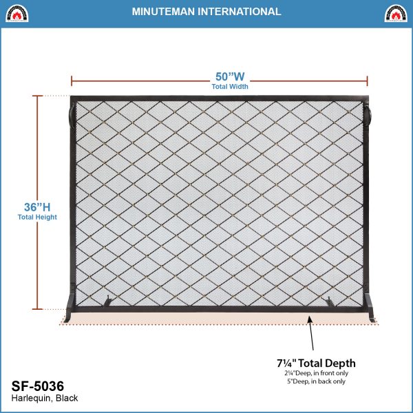 50 x 36-in. Harlequin Flat Fireplace Screen by Minuteman - Image 2