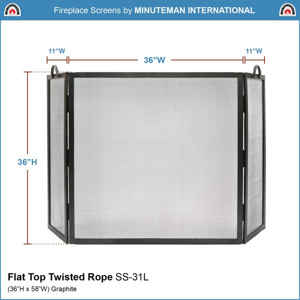 Flat Top, 36x36-in, Graphite, Twisted Rope Folding Screen by Minuteman - Image 2