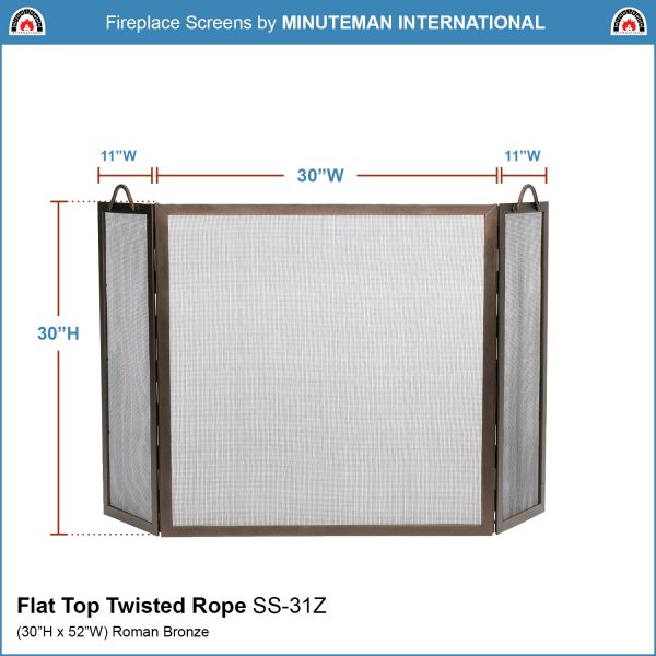 Flat Top, 30x30-in, Roman Bronze, Twisted Rope Folding Screen by Minuteman - Image 2