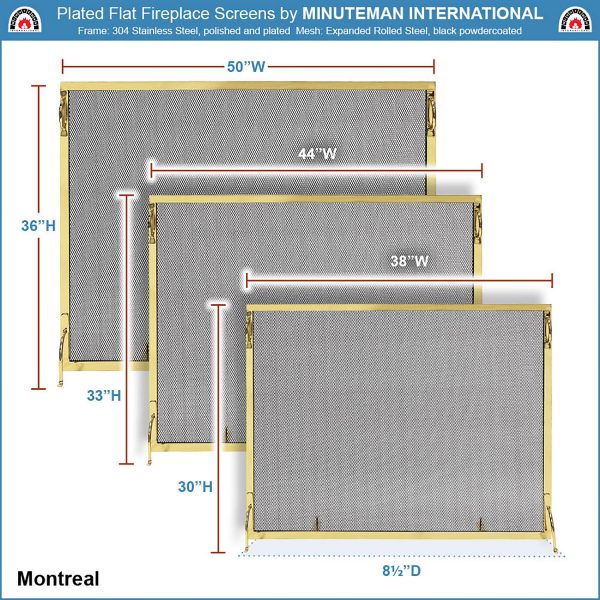 38x30-in Montreal Polished Brass Screen by Minuteman - Image 5
