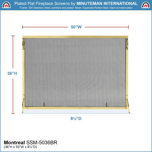 50x36-in Montreal Polished Brass Screen by Minuteman - Image 2