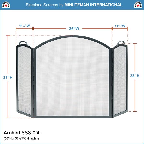 36x38-in Arched Three-Fold Screen by Minuteman - Image 2