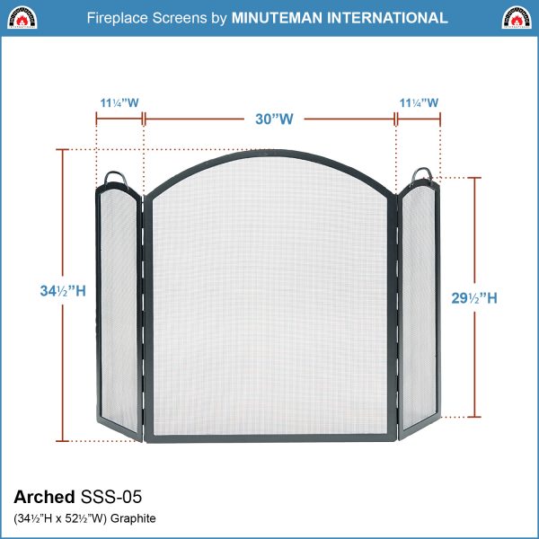 30x34-in Arched Three-Fold Screen by Minuteman - Image 2