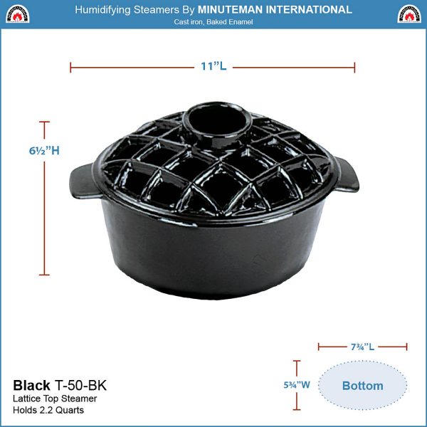 Black Lattice Top Steamer by Minuteman - Image 2