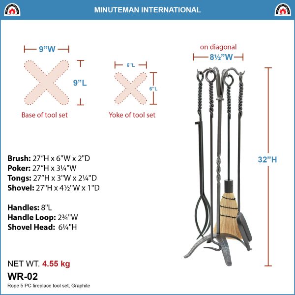 Rope Fireplace Tool Set by Minuteman - Image 2