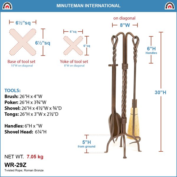 Roman Bronze, Twisted Rope Tool Set by Minuteman - Image 2