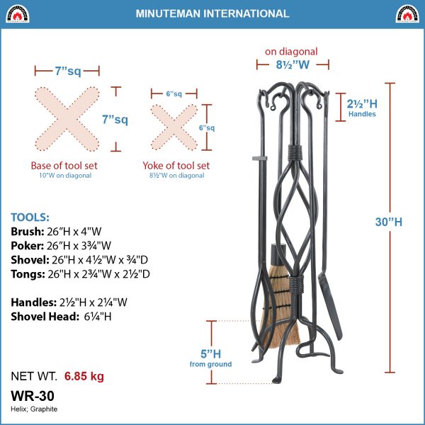 Helix Fireplace Tool Set by Minuteman - Image 2