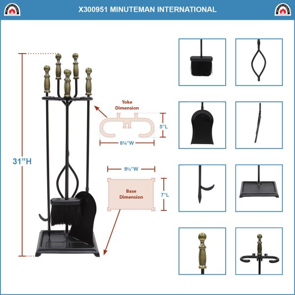 Black w/ Antique Brass, Westminster Tool Set by Minuteman - Image 2