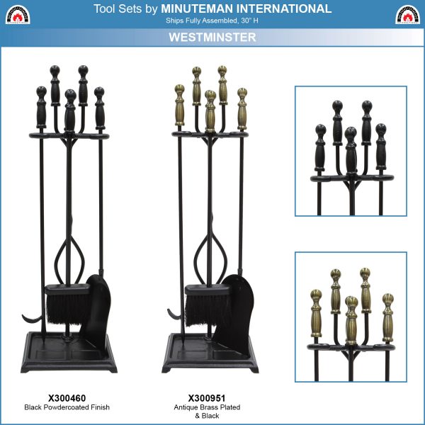 Black w/ Antique Brass, Westminster Tool Set by Minuteman - Image 5
