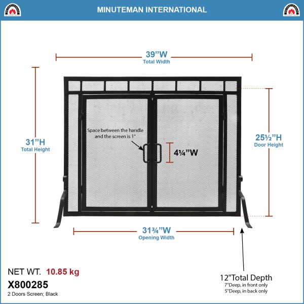 39x31-in Sidelight Classic Screen w/ Doors by Minuteman - Image 2