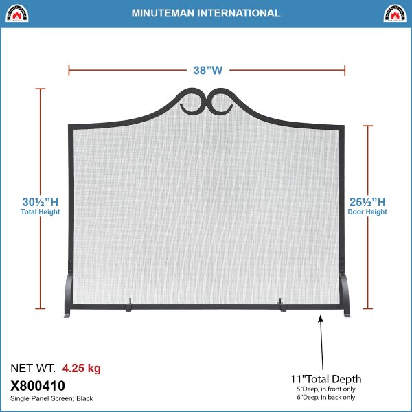 Loops Flat Fireplace Screen by Minuteman - Image 2