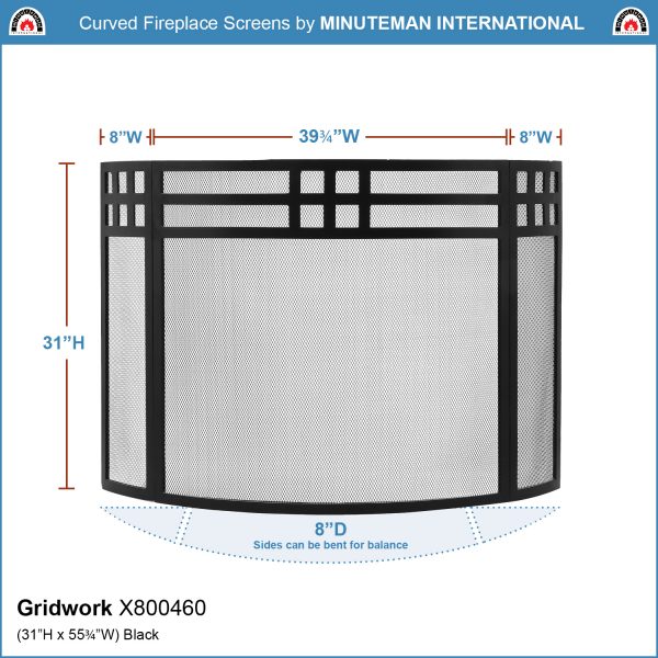 Gridwork Curved Fireplace Screen by Minuteman - Image 2