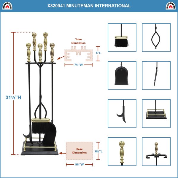 Black w/ Polished Brass, Oxford Tool Set by Minuteman - Image 2