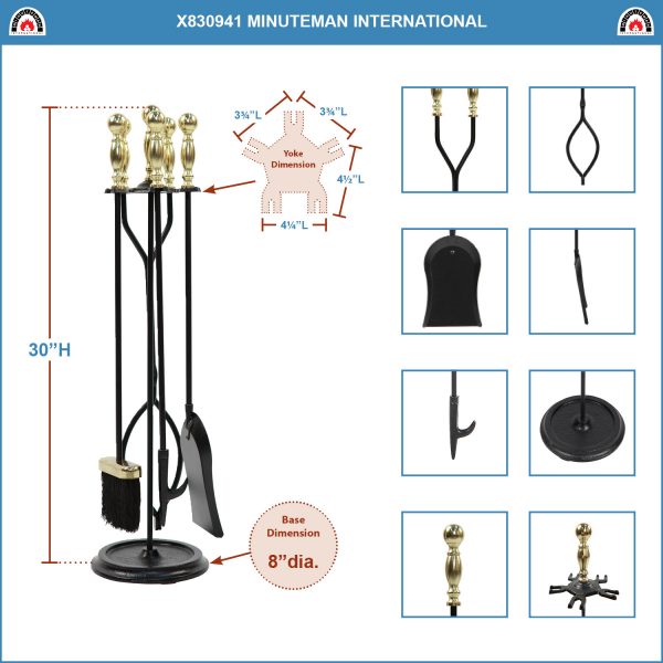 Black w/ Polished Brass, Sutton Tool Set by Minuteman - Image 2