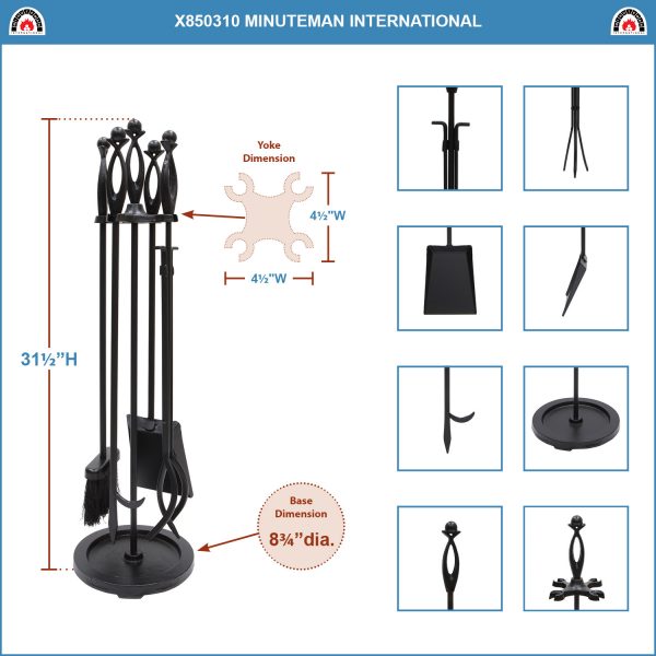 Lincoln Fireplace Tool Set by Minuteman - Image 2