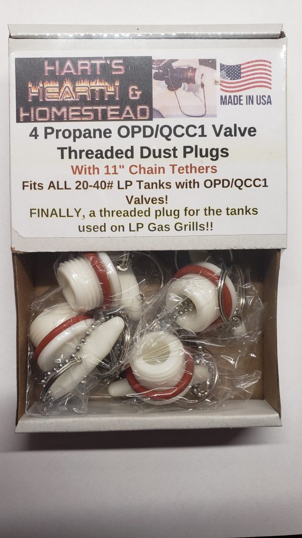 Hart's Hearth and Homestead Propane LP BBQ Grill 20-40lb Tank Valve Threaded Plugs w/ Chain Tethers, 4-Pack, Made in USA - Image 8