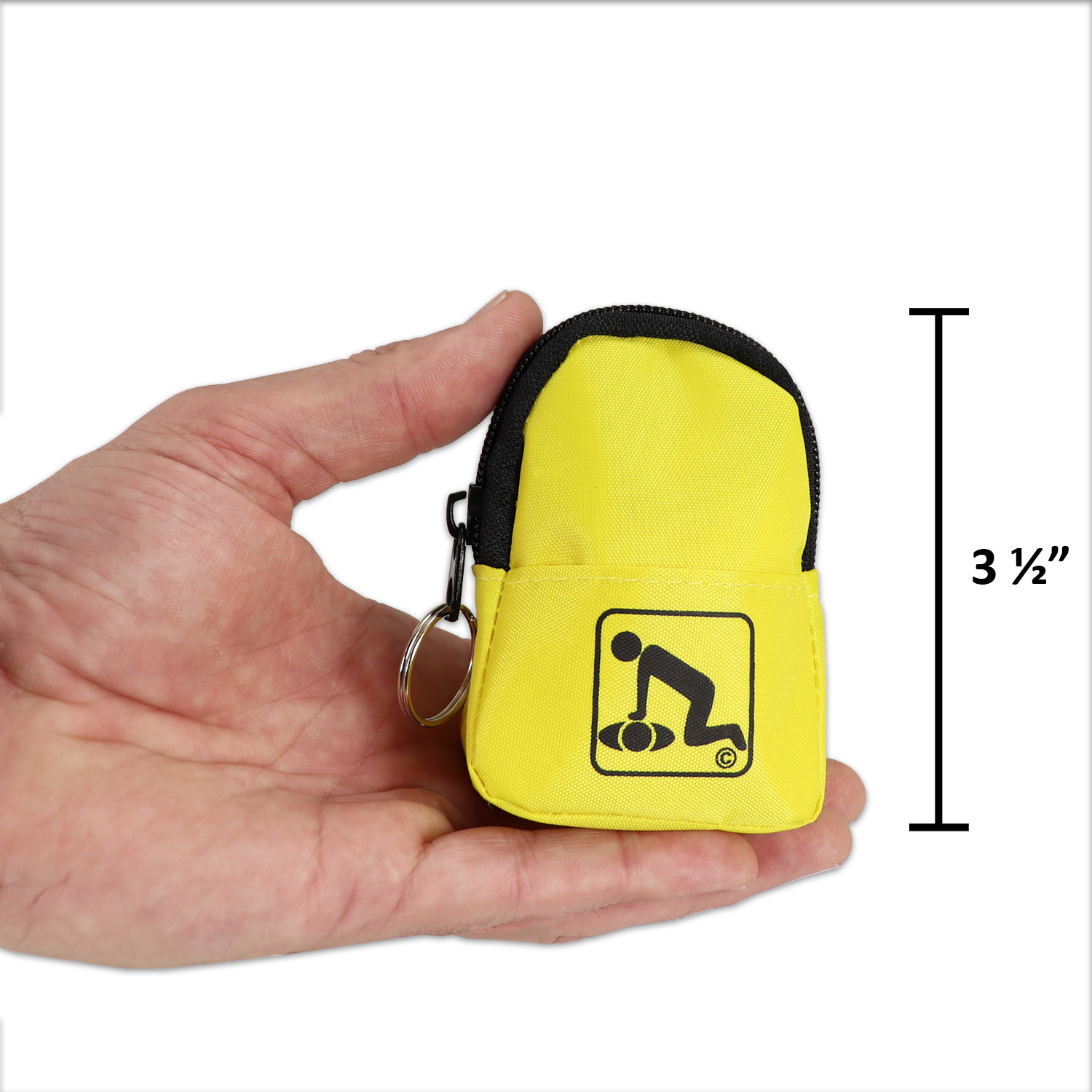 CPR Yellow Beltloop Keychain Backpack with Faceshield, Gloves, and Cleansing Wipes - Image 3