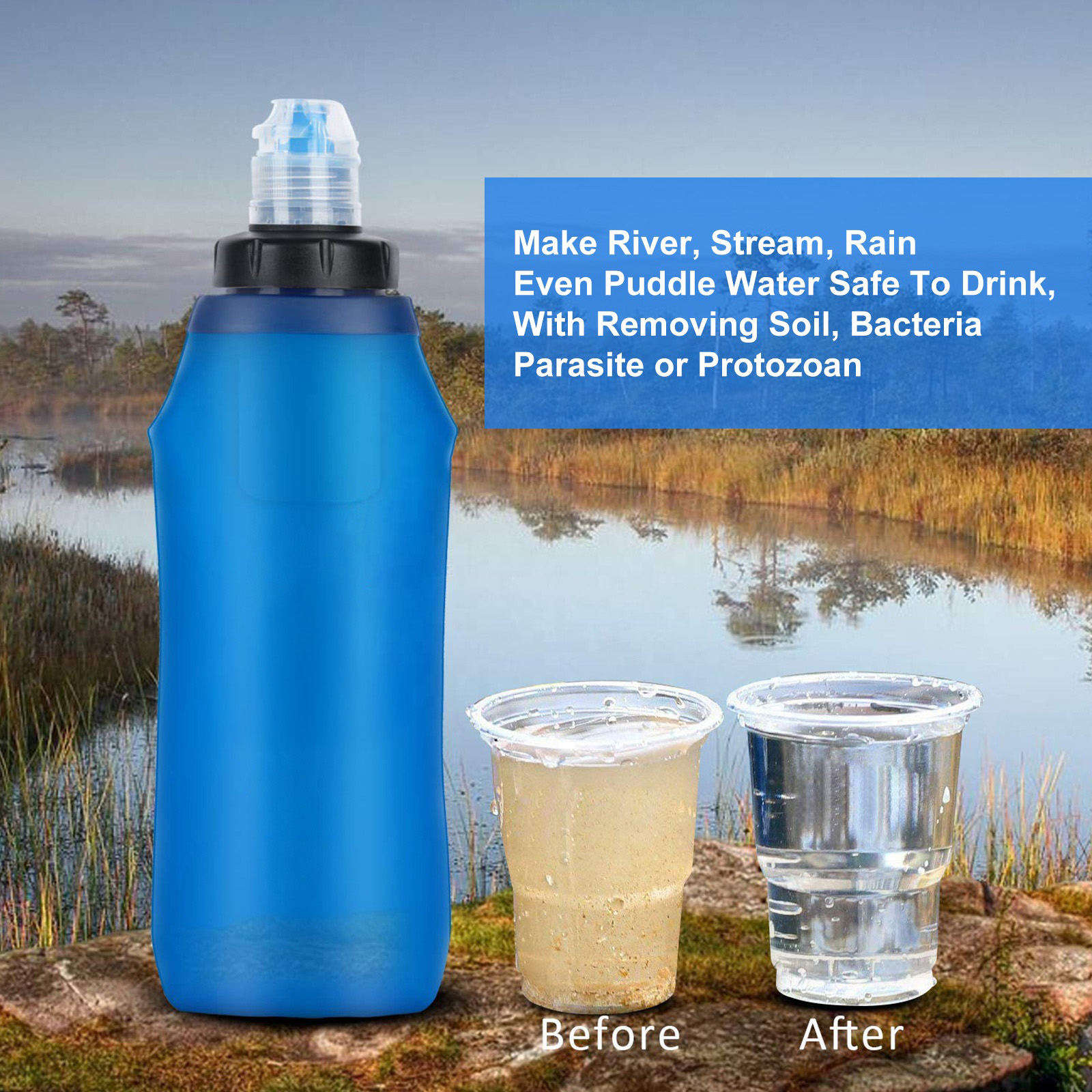 HygieniSafe® Collapsible Water Filter Bottle – 600 ml - Image 5